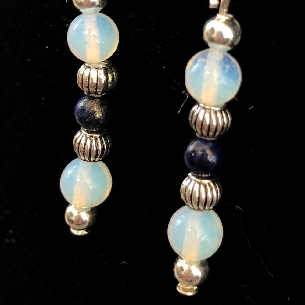 Aura quartz and lapis drop earrings